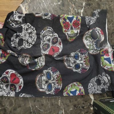 Sugar Skull Footless Tights